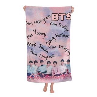 【พร้อมส่ง】ผ้าขนหนูไมโครไฟเบอร์ แบบนิ่ม แห้งเร็ว ลาย BTS สําหรับสระว่ายน้ํา เหมาะกับผู้ใหญ่ และเด็ก (130*80 ซม.)