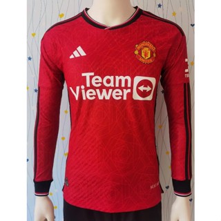 เสื้อกีฬาแขนยาว ลายทีมฟุตบอล Manchester United 2324 ชุดเหย้า สําหรับผู้ชาย