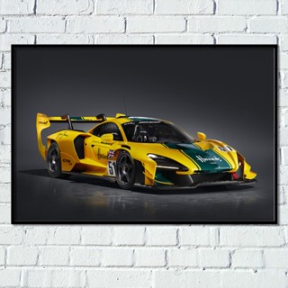 Mclaren โปสเตอร์ผ้าใบ พิมพ์ลายรถยนต์ Senna GTR LM Harrods สําหรับตกแต่งผนังบ้าน ห้องนั่งเล่น