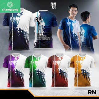 เสื้อกีฬาผู้ชาย ผู้หญิง (RN.01-RN.05) เสื้อพิมพ์ลายทั้งตัว ใส่วิ่ง ออกกำลังกาย เบาสบายระบายอากาศได้ดี shangsong