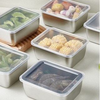 kotak makanan kulkas stainless 304 anti karat buah sayur daging lebih fresh Food Storage Box cover