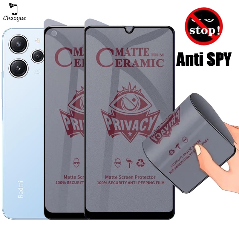 ความเป็นส่วนตัว Anti Spy เซรามิคกระจกนิรภัยฟิล์มสําหรับ Redmi 13 13C 12 A3 A1 A2 10 9 8 12C 11A 10A 