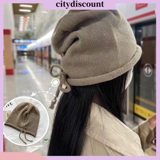 &lt;citydiscount&gt; หมวกถักนิตติ้ง ยืดหยุ่น ใส่สบาย ให้ความอบอุ่น สีพื้น สําหรับผู้หญิง และผู้ชาย