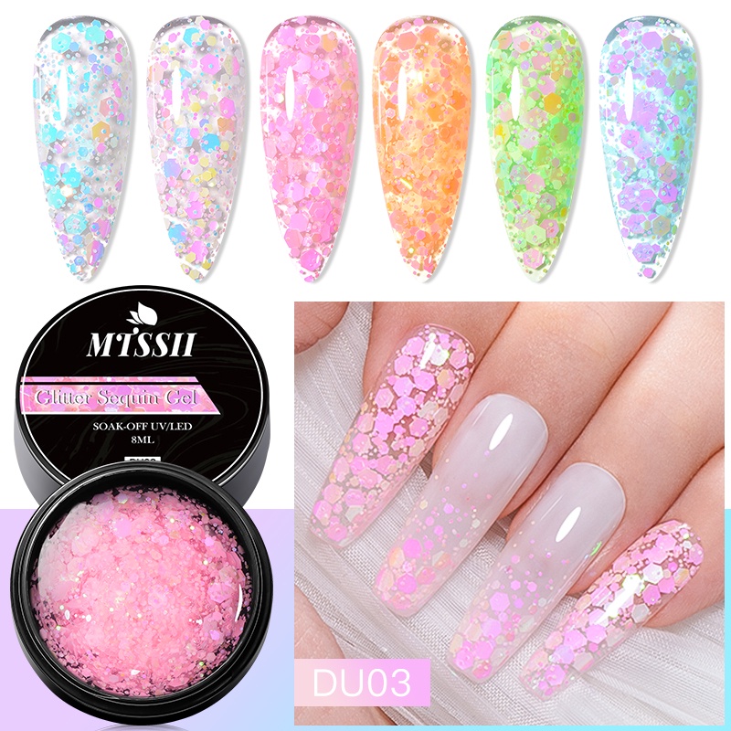 MTSSII เจลกลิตเตอร์เลื่อม สีแคนดี้ 8 มล. สําหรับตกแต่งเล็บเจล UV