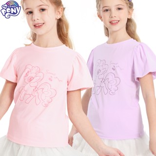 เสื้อยืดแขนสั้น ผ้าฝ้าย แบบบาง พิมพ์ลาย My Little Pony แฟชั่นฤดูร้อน สไตล์เจ้าหญิง สําหรับเด็กผู้หญิง