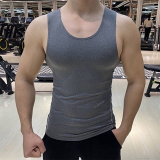 New Fitness Clothes Mens Sports Waistcoat Tights Waistcoat Stretch Breathable Sweat Absorbing Quick-Drying Sleeveless Coach Training kNQY