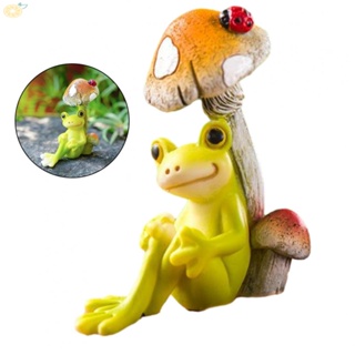 【VARSTR】Lovely Frog Mushroom Fish Tank Ornament Add Personality to Your Landscape