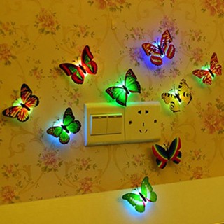 Glowing Butterfly LED Night Light Beautiful Wall Night Lights For Home Bedroom Decorative Colorful Butterfly Sticker Small Night Lights