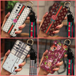 protective Wristband Phone Case For Honor90 Wrist Strap TPU Durable Plaid texture Soft Case Lanyard silicone classic