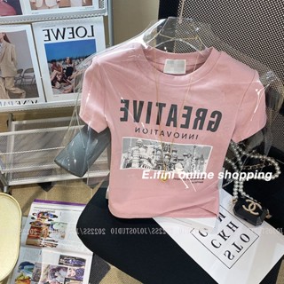 E.ifini เสื้อครอป เสื้อสายเดี่ยว ย้อนยุค y2k 2023 NEW Style 071426