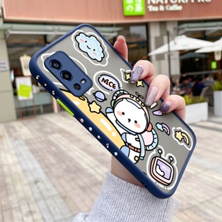 เคสโทรศัพท์มือถือแบบแข็ง ใส กันกระแทก ลายการ์ตูนอวกาศ มีลายด้านข้าง สําหรับ OPPO A55 4G A55 5G