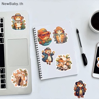 Newbaby สติกเกอร์ ลายการ์ตูนกราฟฟิตี้แมว สีส้ม สําหรับติดตกแต่งสมุดไดอารี่ โน้ตบุ๊ก แล็ปท็อป 50 ชิ้น