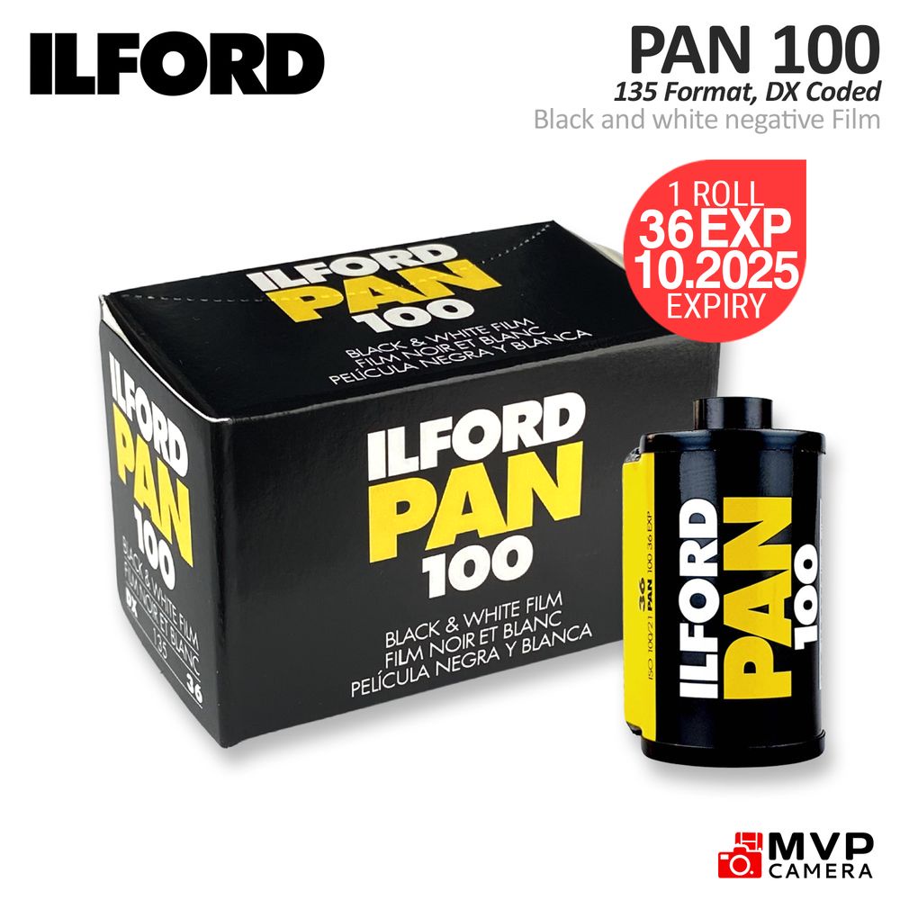 ILFORD PAN 100 135 35 มม. ฟิล์มลบขาวดํา 36 แสงกล้อง MVP