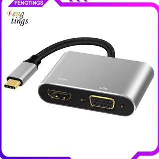 [Ft] 2 in 1 อะแดปเตอร์แปลง USB 31 Type-C เป็น HDMI VGA 4K ความคมชัดสูง สําหรับ MacBook PC