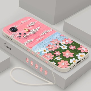 เคสโทรศัพท์มือถือ ซิลิโคน กันกระแทก ลายภาพวาดสีน้ํามัน พร้อมสายคล้อง สําหรับ Xiaomi Mi 10 11 12 Pro 5G 11 Ultar 12X POCO X3 GT