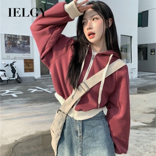 Ielgy เสื้อแจ็กเก็ตสั้น แขนยาว แบบบาง ลําลอง สไตล์เกาหลี สําหรับผู้หญิง