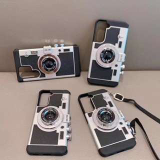 3D Camera Model เคส Samsung S22 Plus S22Ultra S23Ultra ซัมซุง Note20 Ultra เคสกันกระแทก with Lanyard