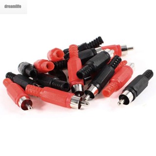 【DREAMLIFE】Useful Replaces Solder Adapter Black Red 10pcs black+10pcs red RCA Male Plugs