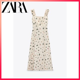 Zara ใหม่ ชุดเดรส ผ้าลินิน ปักลาย สําหรับผู้หญิง