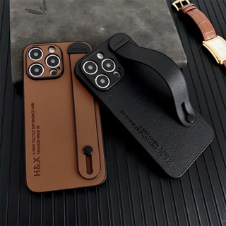 เคสโทรศัพท์มือถือหนังแกะ พร้อมสายคล้องมือ และขาตั้ง หรูหรา สําหรับ iPhone 11 12 13 14 Pro Max 14Plus X XS XR