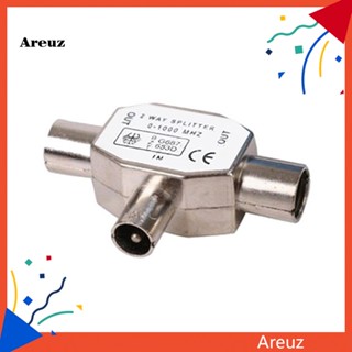 Are อะแดปเตอร์เชื่อมต่อ 2 ทาง TV โทรทัศน์ Aerial T Splitter Coax Male to 2x Female