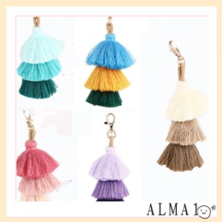 ALMA พวงกุญแจ แบบสามชั้น สีสันสดใส สไตล์โบฮีเมียน อุปกรณ์เสริมกระเป๋าถือ