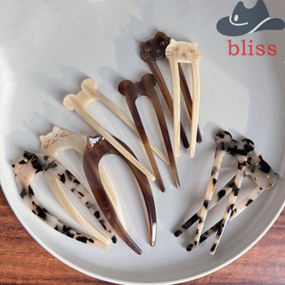 Bliss กิ๊บติดผม ทรงตัว U ลายแมวน่ารัก ทรงเรขาคณิต กรดอะซิติก สําหรับผู้หญิง