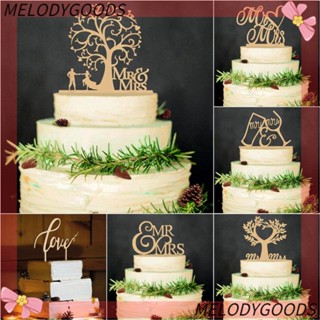 Melodg /"Mr and Mrs" ป้ายไม้ตัดเลเซอร์ รูปตัวอักษร สไตล์วินเทจ สําหรับตกแต่งเค้กแต่งงาน