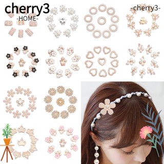 Cherry3 กิ๊บติดผม ประดับมุกคริสตัล รูปดอกไม้ 10 ชิ้น