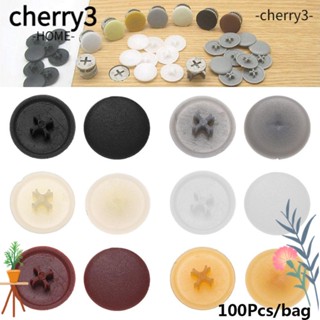 CHERRY3 ฝาครอบน็อต สกรู บานพับ พลาสติก สําหรับตกแต่งเฟอร์นิเจอร์ 100 ชิ้น