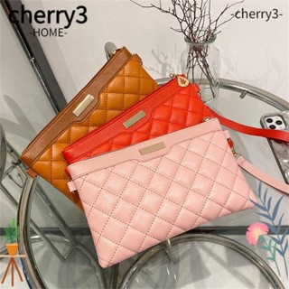 Cherry3 กระเป๋าถือ กระเป๋าสะพายไหล่ หนัง PU ปักลายเพชร ทรงซองจดหมาย พร้อมสายโซ่คล้อง สําหรับสตรี