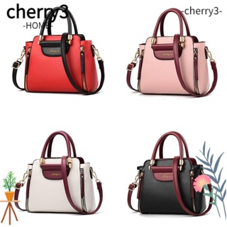 CHERRY3 กระเป๋าสะพายไหล่ หนัง PU แต่งซิป ขนาดใหญ่ จุของได้เยอะ สีพื้น สําหรับผู้หญิง