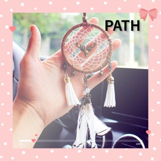 Path โมบายตาข่ายดักฝัน ประดับขนนก แฮนด์เมด สําหรับตกแต่งภายในรถยนต์