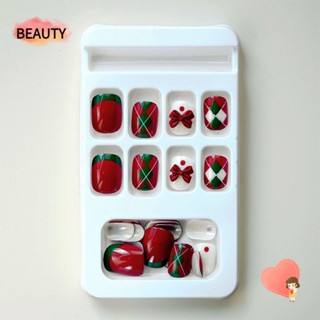 BEAUTY เล็บปลอม ทรงสี่เหลี่ยม แบบสั้น ถอดออกได้ สําหรับตกแต่งเล็บ DIY จํานวน 24 ชิ้น