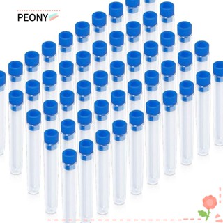 PEONYPAVILION หลอดทดลองวิทยาศาสตร์ พลาสติกใส พร้อมฝาปิด สีฟ้า 13×78 มม. สําหรับทดลองทางวิทยาศาสตร์ 50 แพ็ค