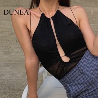 Dunea ชุดจั๊มสูท ผ้าตาข่าย คอกลวง เซ็กซี่ สําหรับผู้หญิง