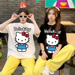 SANRIO เสื้อยืดแขนสั้นลําลอง ทรงหลวม พิมพ์ลาย Hello Kitty สไตล์ญี่ปุ่น ฮาราจูกุ แฟชั่นฤดูร้อน สําหรับผู้หญิง และนักเรียน 2023