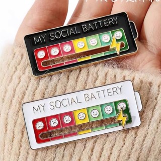 ขายดี เข็มกลัดโลหะ รูป My Social Battery Mood Tracker สําหรับกระเป๋าเป้สะพายหลัง เครื่องประดับ ของขวัญ