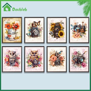 【Doub X ✮】ภาพวาดปักเพชร ทรงกลม ลายดอกไม้ และวัตถุ 5D DIY สําหรับตกแต่งบ้าน ✮