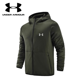 UNDER ARMOUR เสื้อแจ็กเก็ตกันหนาวแขนยาว มีฮู้ด แต่งซิป ป้องกันลม แบบเรียบง่าย สไตล์สปอร์ต สําหรับผู้ชาย [M-3XL]