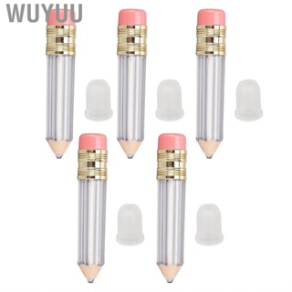 Wuyuu Empty Lip Gloss Tube Portable Pencil Shaped Container Lovely Transparent Refillable for Office Work