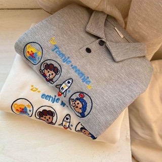 พร้อมส่ง เสื้อโปโล แขนยาว สไตล์เกาหลี แฟชั่นฤดูใบไม้ร่วง สําหรับเด็กผู้ชาย และเด็กผู้หญิง