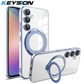 Keysion เคสโทรศัพท์มือถือ TPU แบบใส ป้องกันกล้อง พร้อมแหวนขาตั้ง สําหรับ Samsung Galaxy A54 A34 5G A24 A14 LTE A04S