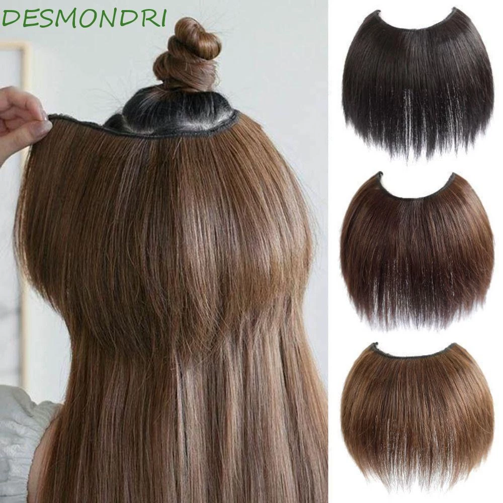 Desmondri วิกผมครึ่งวงกลม รูปตัว U ไร้รอยต่อ สั้นตรง สีน้ําตาล เพิ่มวอลลุ่มผม แบบมองไม่เห็น เครื่องประดับผม
