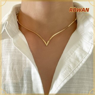 Rowans สร้อยคอโซ่งู สเตนเลส รูปตัว V น้ําหนักเบา สําหรับผู้หญิง