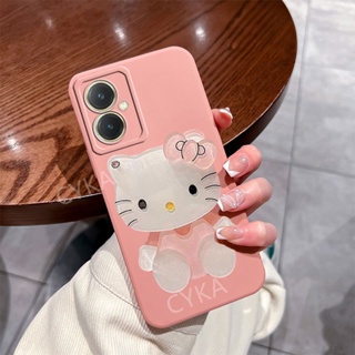 เคสโทรศัพท์มือถือนิ่ม ป้องกันเลนส์กล้อง ลายการ์ตูนน่ารัก พร้อมกระจกแต่งหน้า และขาตั้ง สําหรับ VIVO Y78 Y36 Y27 4G 5G Y36 5G Y27 Y27 4G