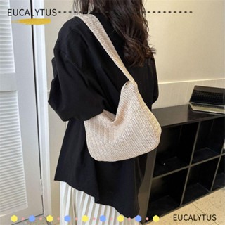 Eutus กระเป๋าสะพายไหล่ มีซิป ความจุขนาดใหญ่ สีพื้น แฟชั่นฤดูร้อน