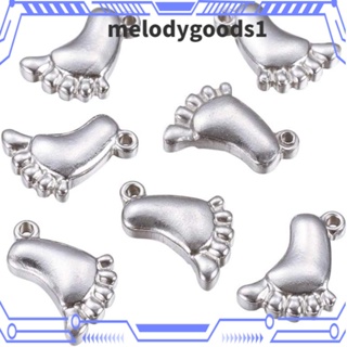 Melodygoods1 จี้รอยเท้า รอยเท้า สีเงิน สําหรับทําเครื่องประดับ สร้อยคอ สร้อยข้อมือ