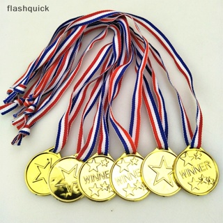 Flashquick 10 ชิ้น พลาสติก ทอง ผู้ชนะ เหรียญ เกม เด็ก รางวัล รางวัล รางวัล ของเล่น สําหรับเด็ก งานเลี้ยงวันเกิด โปรดปราน ฟิลเลอร์ Pinata ดี