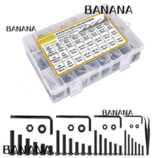 Banana1 สกรูหัวซ็อกเก็ตหกเหลี่ยม สเตนเลส 304 M2 M3 M4 M5 1255 ชิ้น|ชุดสกรูพลาสติก และน็อต สีดํา สําหรับงานหนัก